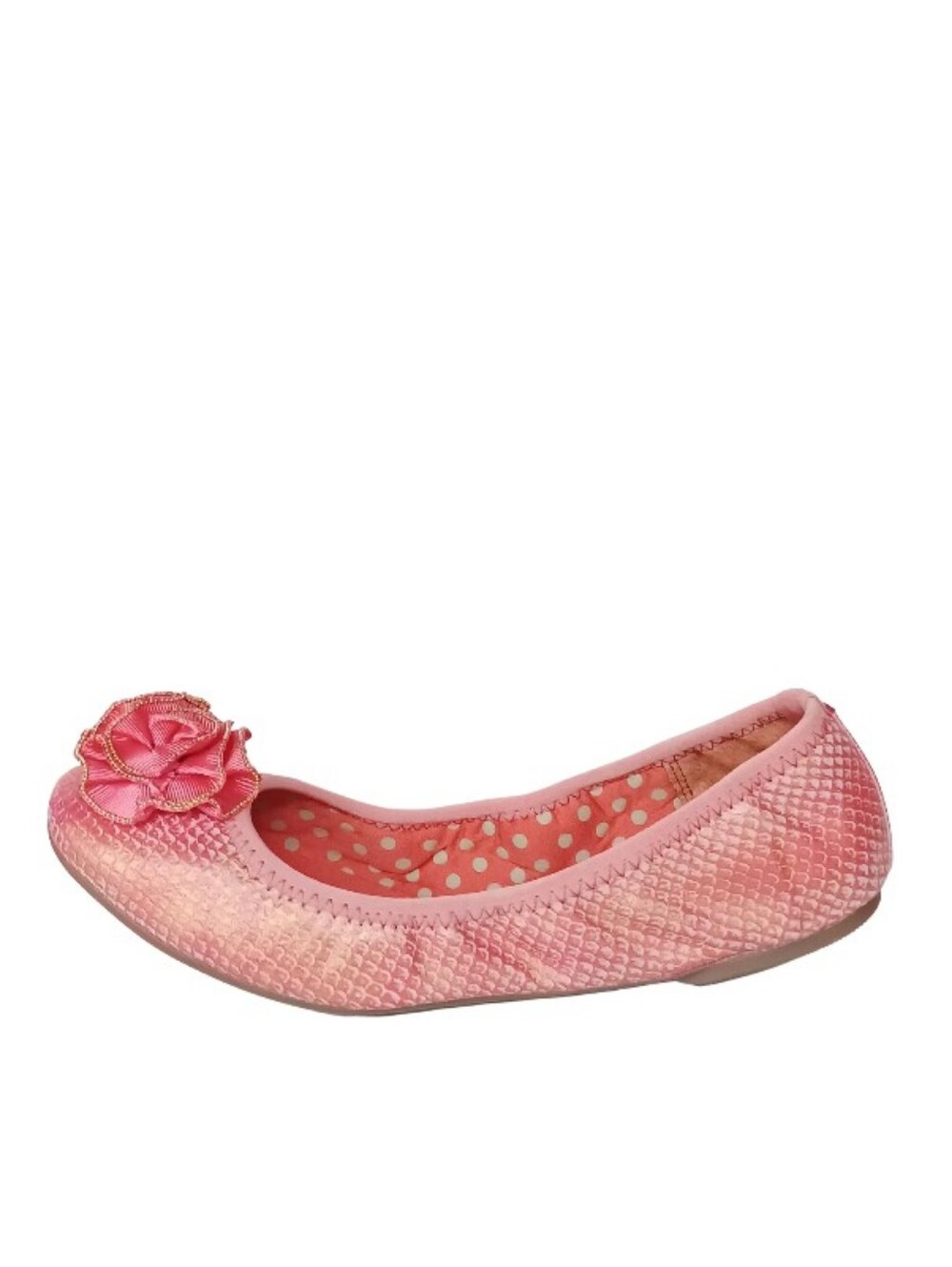 Lindsay Phillips Ballet Flats Women's 9 Pink Snakeskin Print Floral Casual Shoes